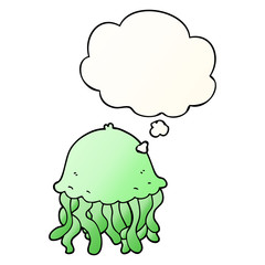 cartoon jellyfish and thought bubble in smooth gradient style