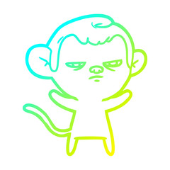 cold gradient line drawing cartoon annoyed monkey