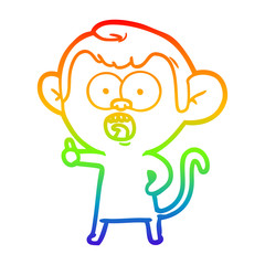 rainbow gradient line drawing cartoon shocked monkey