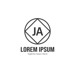 Initial JA logo template with modern frame. Minimalist JA letter logo vector illustration