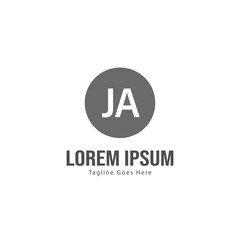 Initial JA logo template with modern frame. Minimalist JA letter logo vector illustration