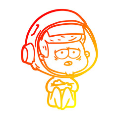 Obraz premium warm gradient line drawing cartoon tired astronaut