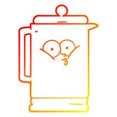 warm gradient line drawing cartoon electric kettle
