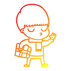 warm gradient line drawing cartoon calm boy