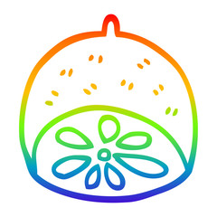 rainbow gradient line drawing cartoon lime fruit