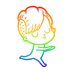 rainbow gradient line drawing cartoon woman