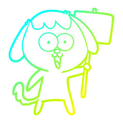 cold gradient line drawing cute cartoon dog