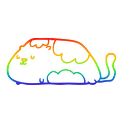 rainbow gradient line drawing cartoon cat