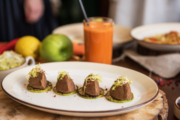Healthy vegeterian food. Spring vitamin dieting food. Pate from red beans.