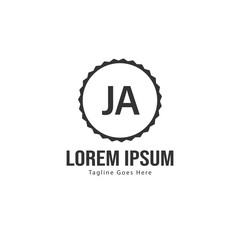 Initial JA logo template with modern frame. Minimalist JA letter logo vector illustration