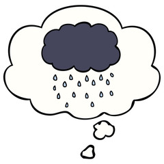 cartoon cloud raining and thought bubble