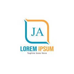 Initial JA logo template with modern frame. Minimalist JA letter logo vector illustration