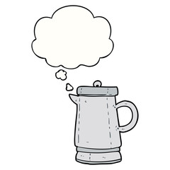 cartoon old kettle and thought bubble