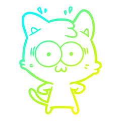 Obraz premium cold gradient line drawing cartoon surprised cat