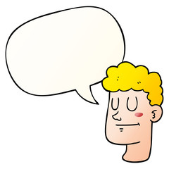 cartoon male face and speech bubble in smooth gradient style