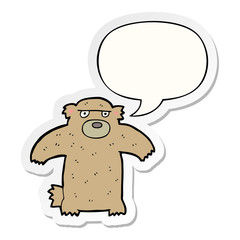 cartoon bear and speech bubble sticker
