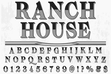 Retro Typography Vector Illustration.Outlined Typeface.