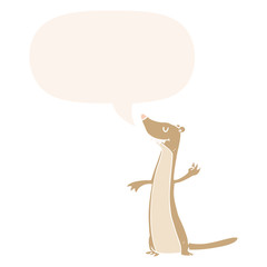 cartoon weasel and speech bubble in retro style