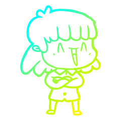 cold gradient line drawing cartoon woman