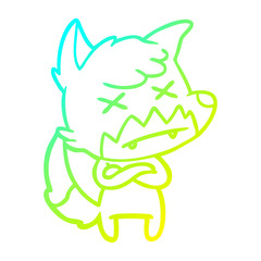 cold gradient line drawing cartoon dead fox
