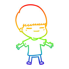 rainbow gradient line drawing cartoon smug boy