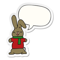 cartoon rabbit and speech bubble sticker