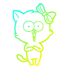 cold gradient line drawing cartoon cat