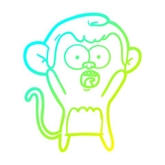 cold gradient line drawing cartoon shocked monkey
