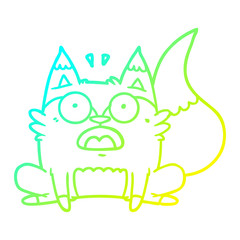 cold gradient line drawing cartoon startled fox
