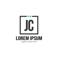 Initial JC logo template with modern frame. Minimalist JC letter logo vector illustration