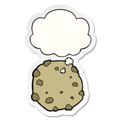 cartoon cookie and thought bubble as a printed sticker