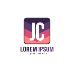 Initial JC logo template with modern frame. Minimalist JC letter logo vector illustration