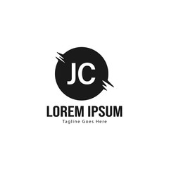 Initial JC logo template with modern frame. Minimalist JC letter logo vector illustration