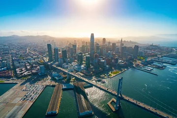 Foto op Plexiglas Downtown San Francisco aerial view of skyscrapers © Tierney