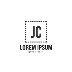 Initial JC logo template with modern frame. Minimalist JC letter logo vector illustration