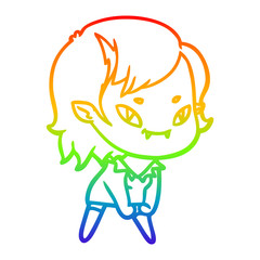 rainbow gradient line drawing cartoon friendly vampire girl