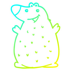 cold gradient line drawing cartoon happy bear