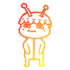 warm gradient line drawing friendly cartoon spaceman