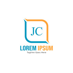 Obraz premium Initial JC logo template with modern frame. Minimalist JC letter logo vector illustration