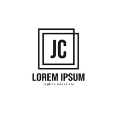 Initial JC logo template with modern frame. Minimalist JC letter logo vector illustration