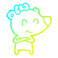 Fototapeta premium cold gradient line drawing female bear cartoon