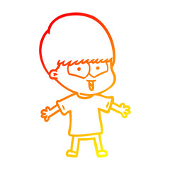 warm gradient line drawing cartoon happy boy