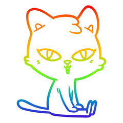 rainbow gradient line drawing cartoon cat