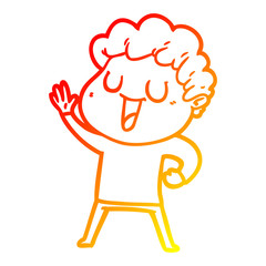 warm gradient line drawing waving cartoon man
