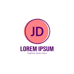 Initial JD logo template with modern frame. Minimalist JD letter logo vector illustration