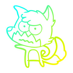 cold gradient line drawing cartoon annoyed fox