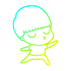 cold gradient line drawing cartoon calm boy