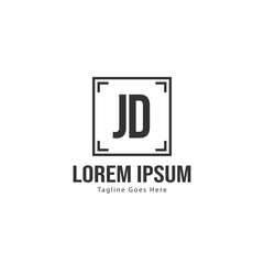 Initial JD logo template with modern frame. Minimalist JD letter logo vector illustration