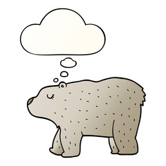 cartoon bear and thought bubble in smooth gradient style