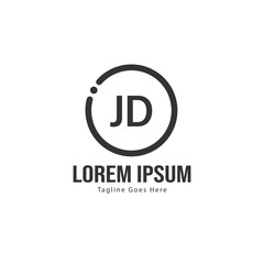 Initial JD logo template with modern frame. Minimalist JD letter logo vector illustration
